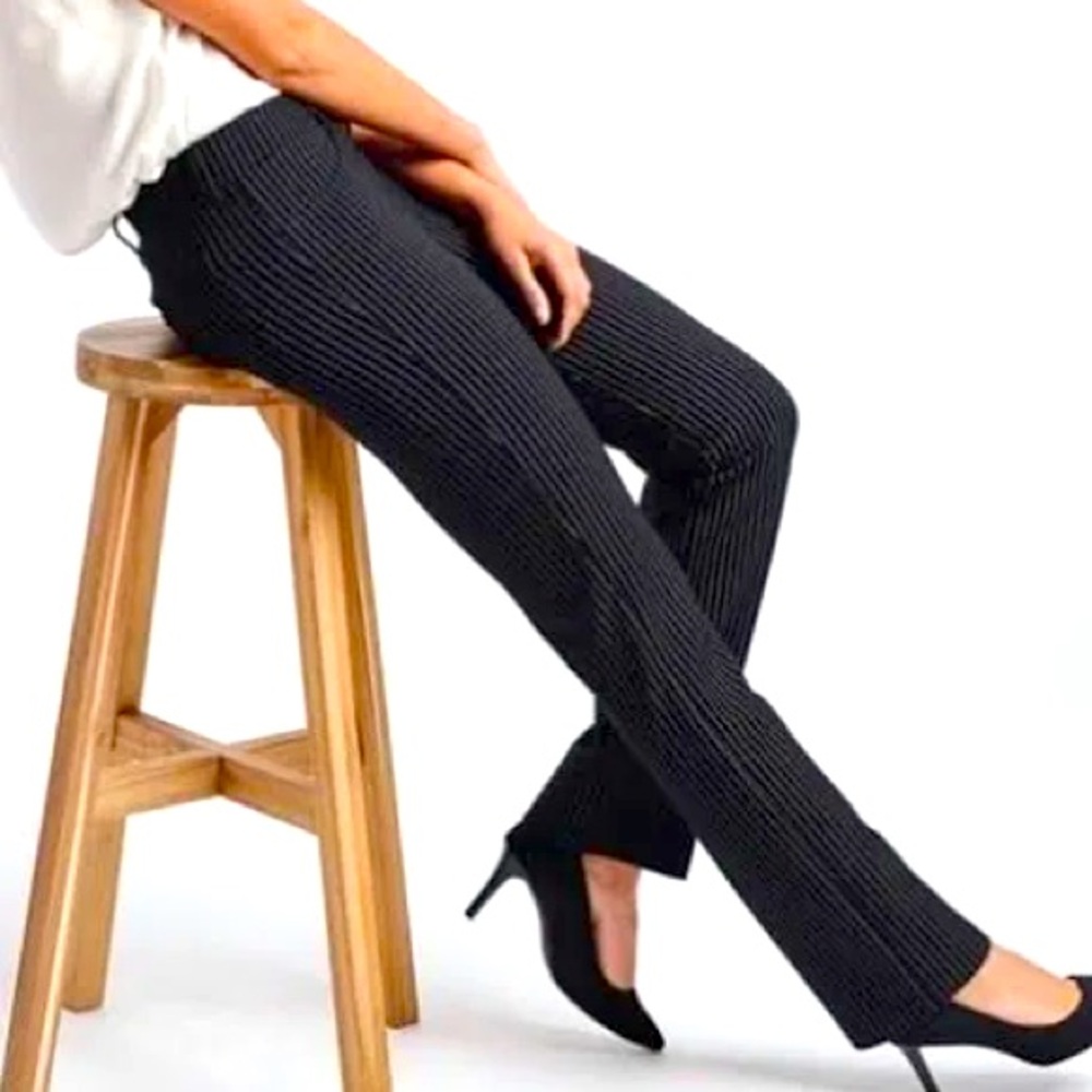 Betabrand Black black pinstripe bootcut yoga pants
M long